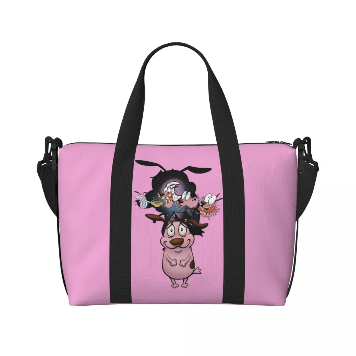 

Пользовательская пляжная сумка-тоут C-Courage The Cowardly Dog для женщин, очень большие дорожные сумки для покупок в стиле аниме для спортзала