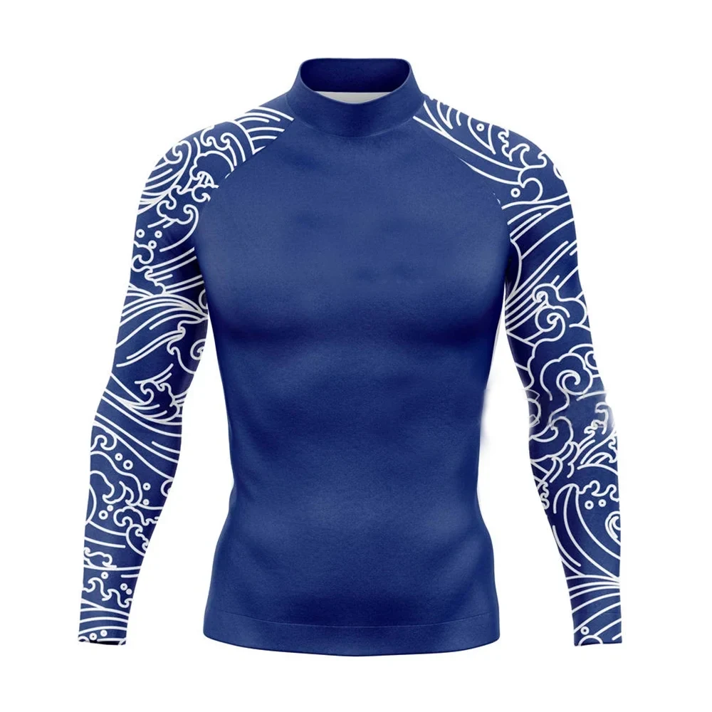 Men Swimsuit Swimming T-shirt Beach UV Protection Swimwear Rash Guard Long Sleeve Surfing Diving Swimsuit Surf Wetsuits