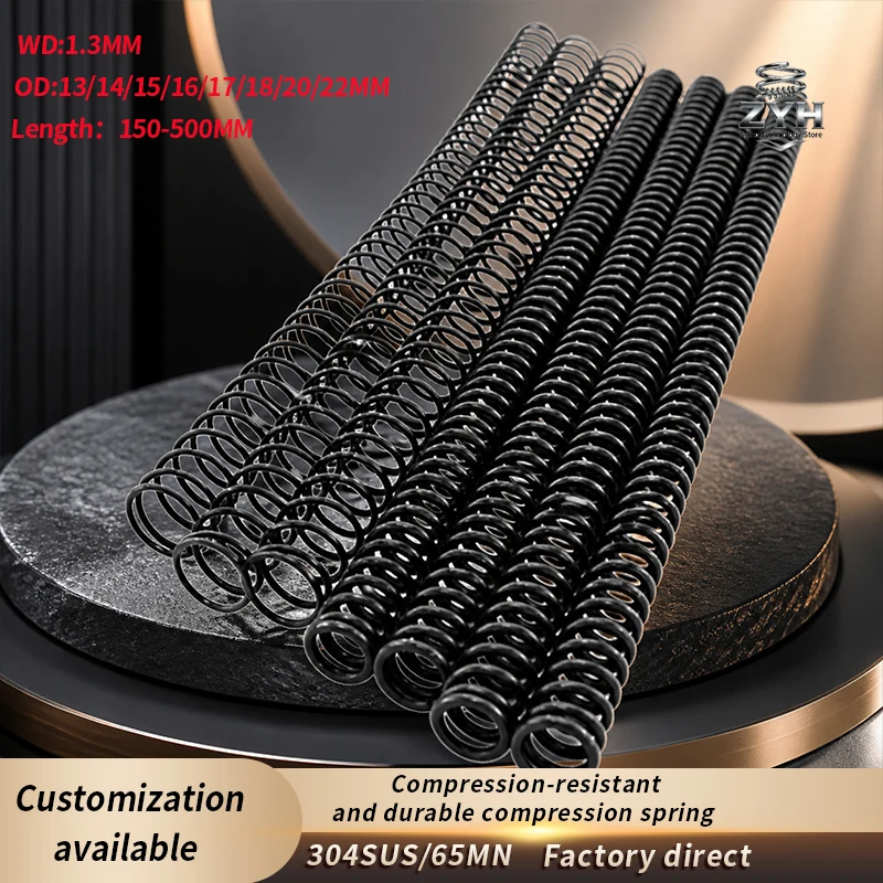

304SUS/65MN 1 piece long diameter compression spring WD1.3mm OD13-22mm Length150-500mm spiral strong compression spring
