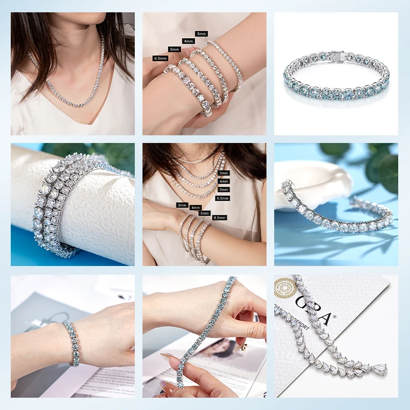 Moissanite Heart-Shaped Moving Necklace 1CT Round Cut  For Women S925 Multicolor Diamond Engagement Wedding Fine Jewelry Gifts