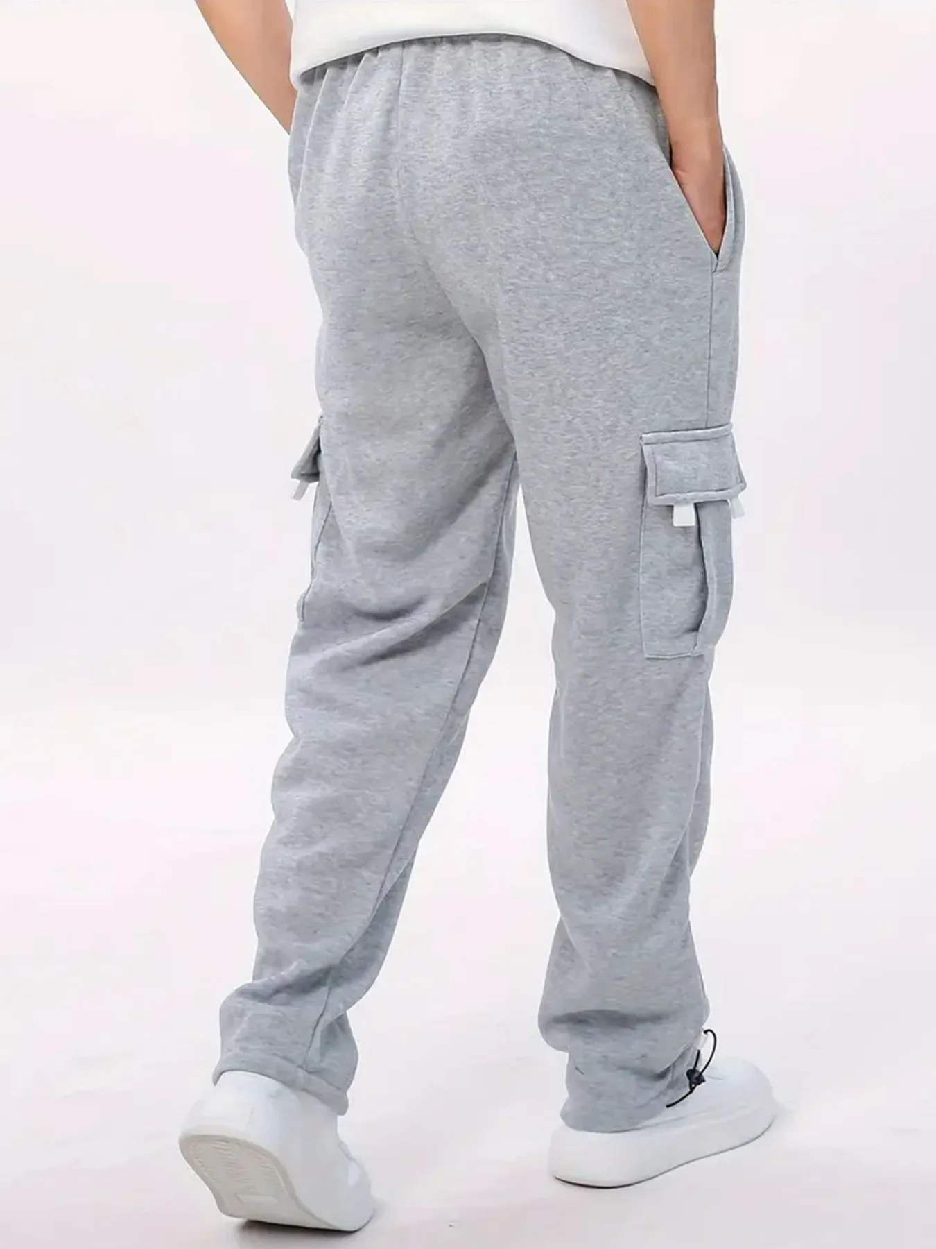 Mens Sweatpants Straight Fit Joggers for Sports and Streetwear Loose Oversized Drawstring Long Pants Men Multi-pocket Pants