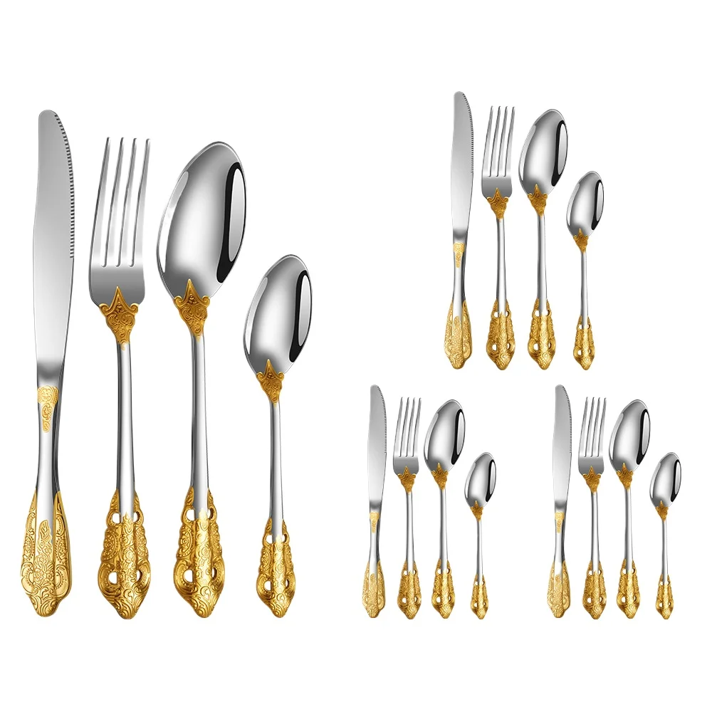25 years of n knives, forks and spoons set, hotel high-value palace thickened stainless steel tableware 24-piece set