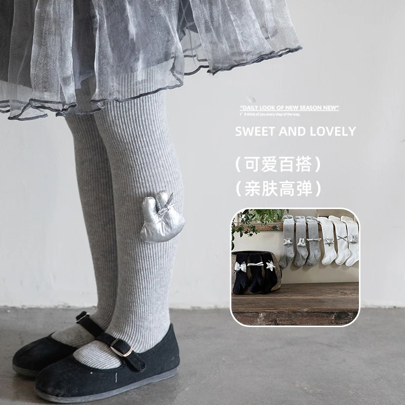 Lolita Girls Various Silver Series Ornament Anti Pilling Leggings Wear Resistant Elastic Knit Romantic Sweet Princess Pantyhose