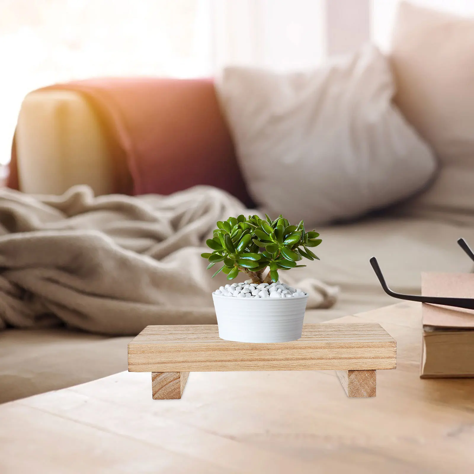 Organizador para mostrador de baño, soporte de Pedestal de madera, elevadores de madera para granja, dispensador de jabonera, bandeja para fregadero de cocina