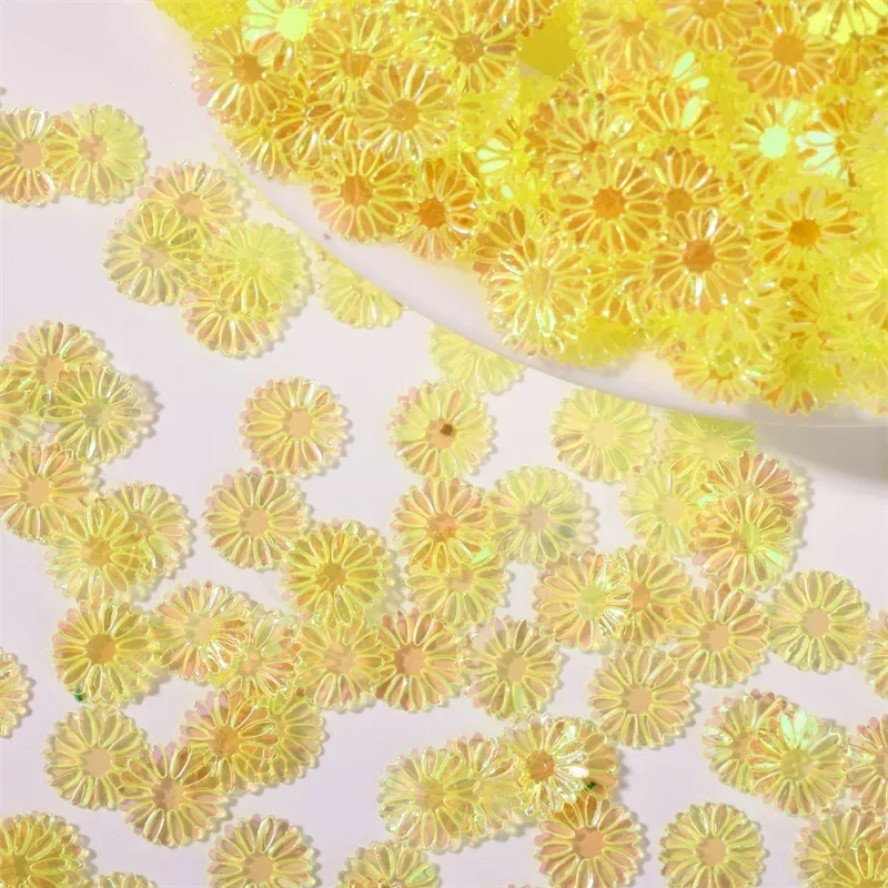 50g/Beutel 9mm Gänseblümchen-Pailletten - Glitzerflocken für Schleimfüllung, Nagelkunst & Handyhüllen-Deko, DIY Harz-Bastelzubehör – Detail 19