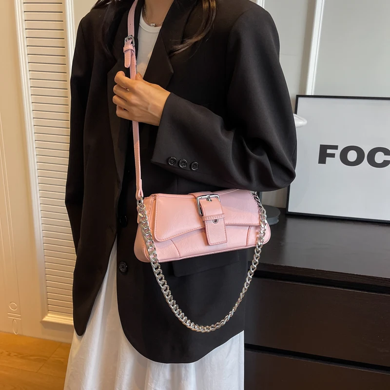 LEFTSIDE Fashion Small PU Leather Underarm Shoulder Bags for Women 2023 Trend Females Crossbody Bag Lady Chain Handbags