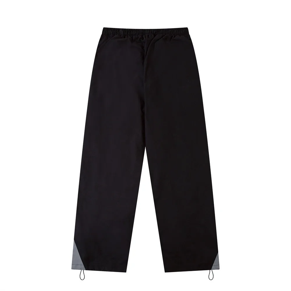 Functionele sport-casual broek met contrasterende stiksels, heren high street elastische taille, losse rechte broek met trekkoord