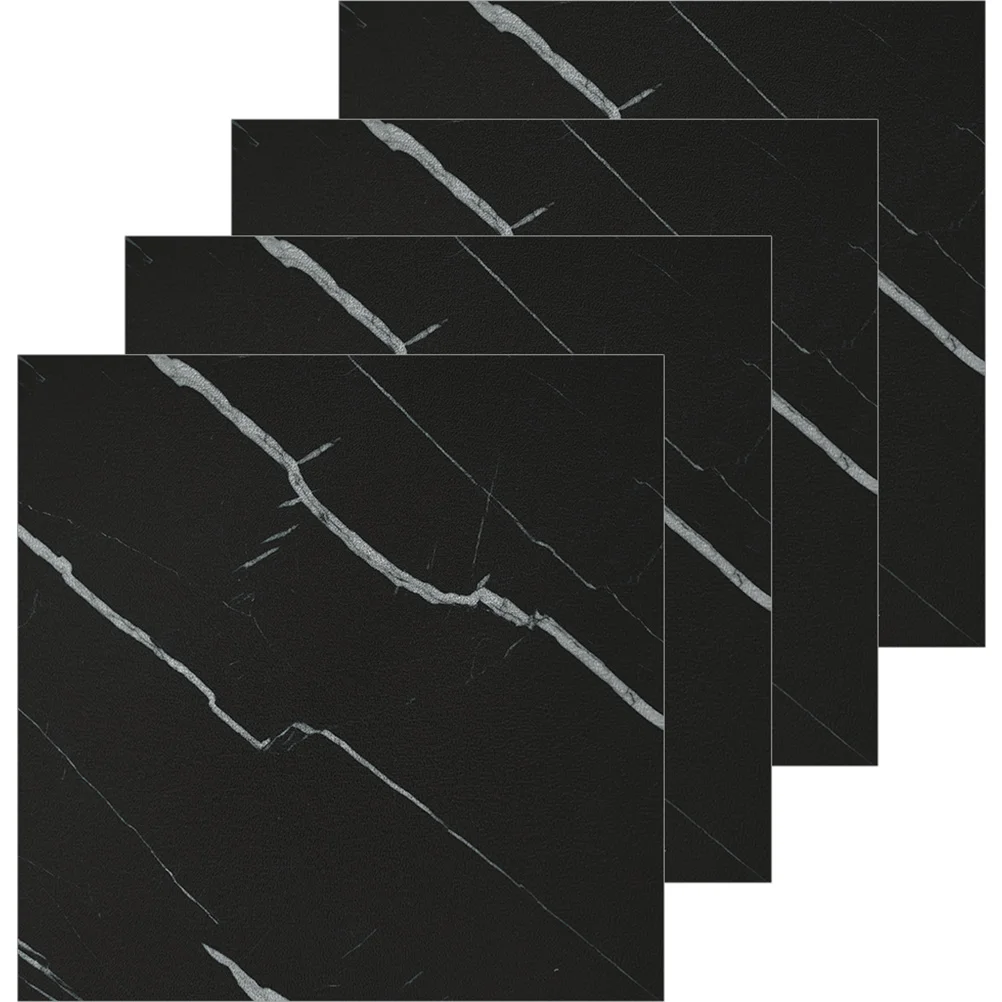 4 Pcs 30x30cm Black Marble Peel Stick Floor Tile Adhesive Stickers Self Adhesive Tiles Bathroom Kitchen Decorative Removable