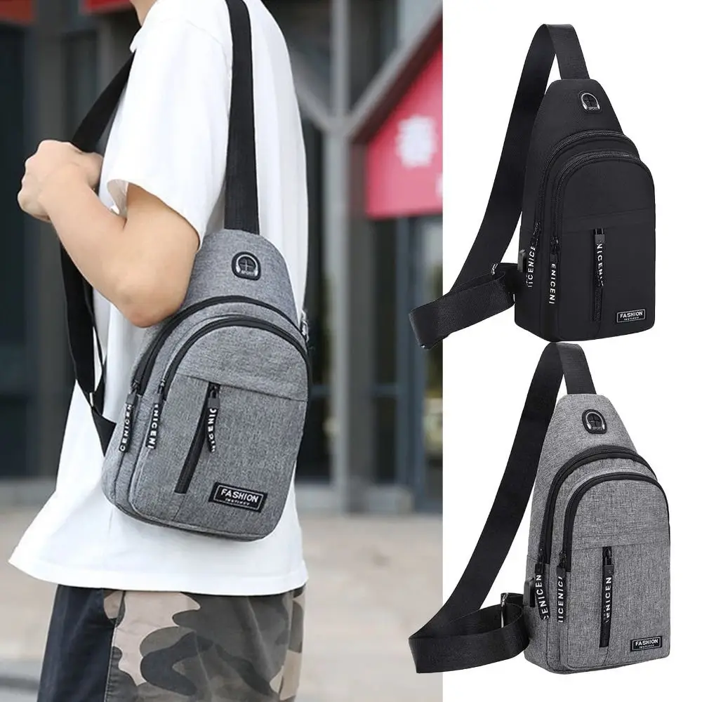 Multipurpose Men Waterproof Outdoor Anti-theft Crossbody Bag Shoulder Sling Bag USB Charging Port Chest Pack