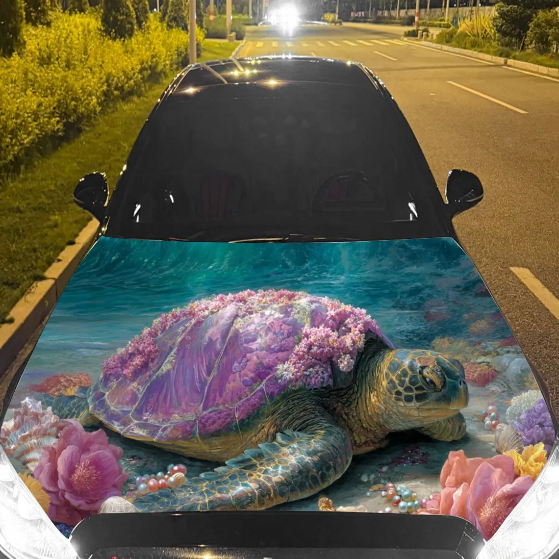 

Наклейки на капот автомобиля Radiant Purple Sea Turtle — самоклеящаяся, водонепроницаемая и прочная виниловая пленка, украшение и защита вашего автомобиля, F