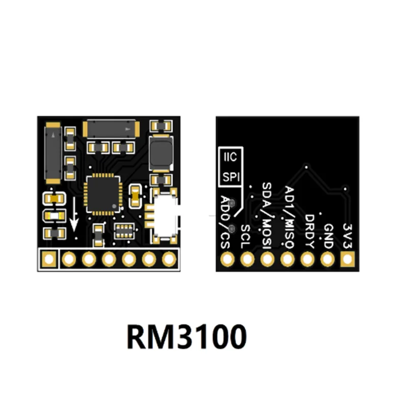 RM3100 3‑Axis Magnetometer Module, Good Anti‑Magnetic‑Interference Performance, I2C & SPI Communication Supported