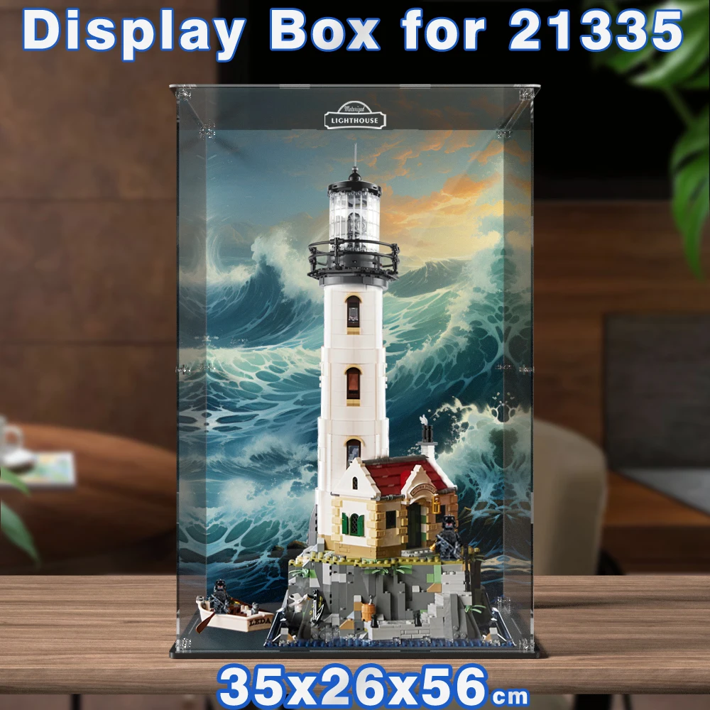 Display box for 21335 display case for Motorized Lighthouse building block dustproof clear showcase toy bricks storage box