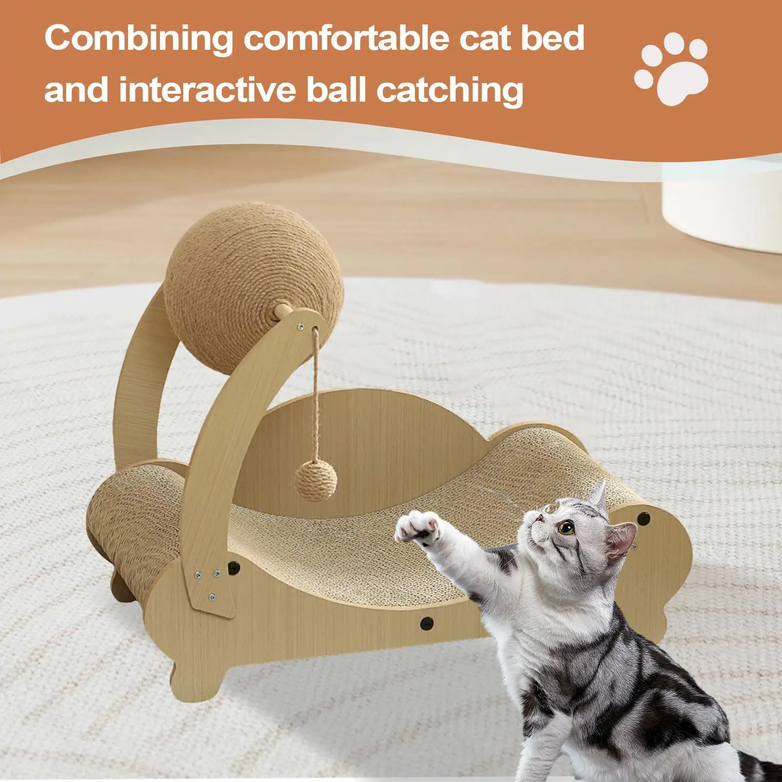 

Cat Scratcher Bed Kitten Scratching Couch Furniture Protector Scratcher Cozy Pet Exercise Bored With Ball For Cats Grinding Claw