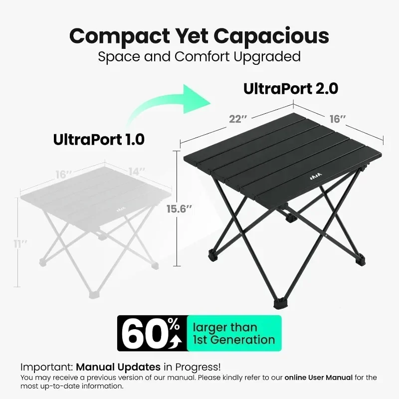 UltraPort Small Outdoor Camping Folding Table  Portable Ultralight Aluminum Beach Table with Carry Bag