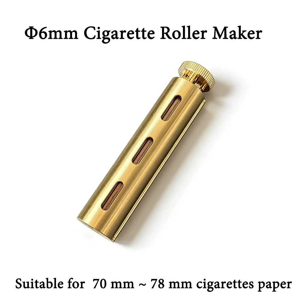 6mm Diameter Slim Cigarette Roller Metal brass Cigarette Rolling Machine Cigarette Maker suitable for 70mm~78mm Rolling Papers