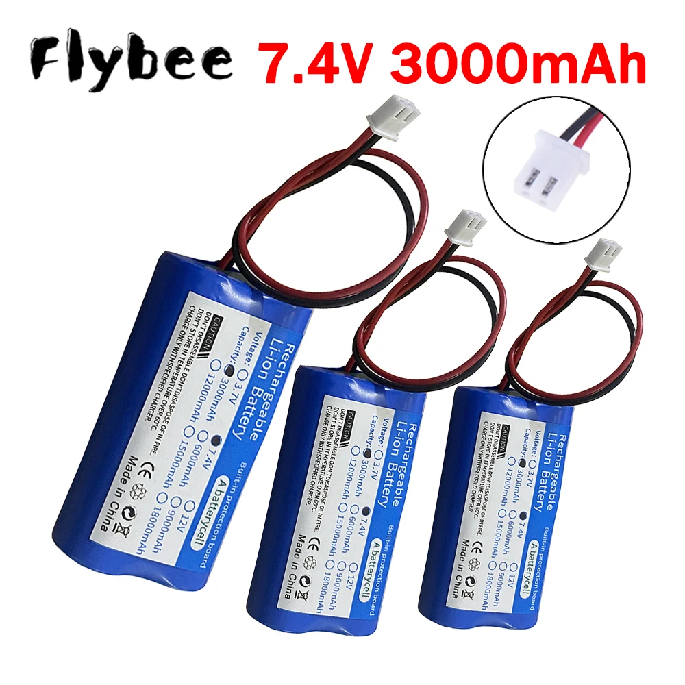 7.4V 2S1P 18650 3000mAh Rechargeable Li-Ion Battery Suitable For Projectors Speakers Wireless Monitoring Lighting Toy Accessory