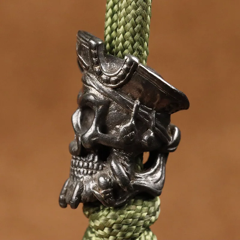 Japanese Ghost Hannya Mask Brass Knife Bead DIY Prajna Skull Head EDC Outdoor Paracord Woven Lanyard Pendant Jewelry Accessories