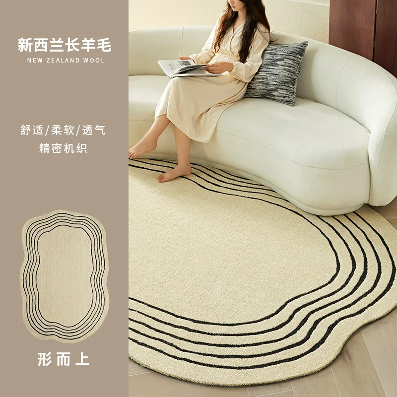 พรมขนสัตว์นิวซีแลนด์สำหรับห้องนั่งเล่น โซฟาทรงพิเศษ โต๊ะกาแฟ ผ้าห่ม สไตล์นอร์ดิกยุคกลาง ห้องนอน ห้องแต่งตัว ข้างเตียง