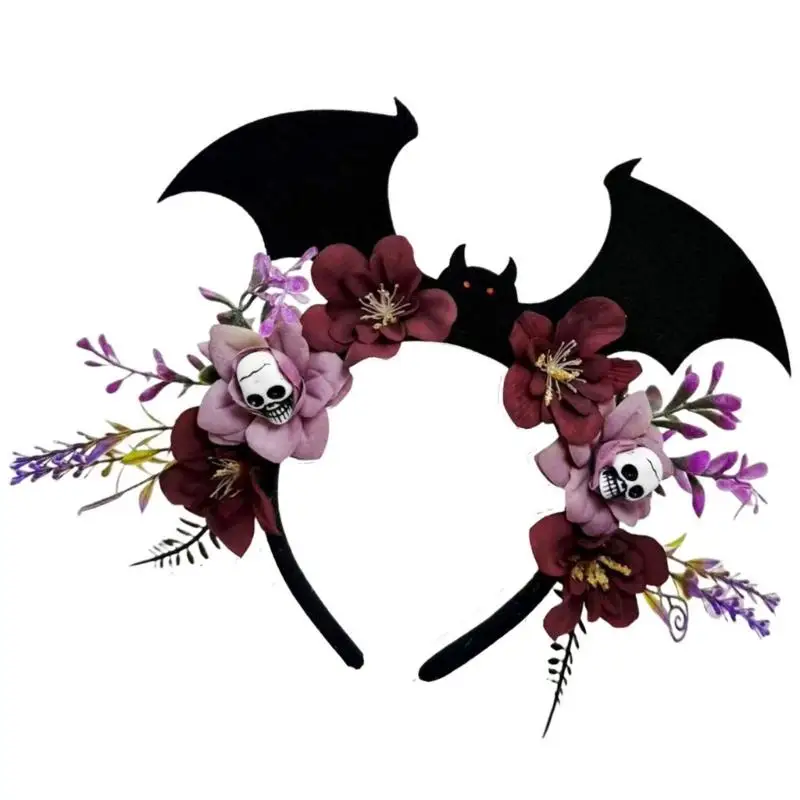 A52E Punk Design Fledermaus Schädel Stirnband Haar Ornament Mit Dekore Für Erwachsene Kinder Halloween Party Und Feativ – Detail 9