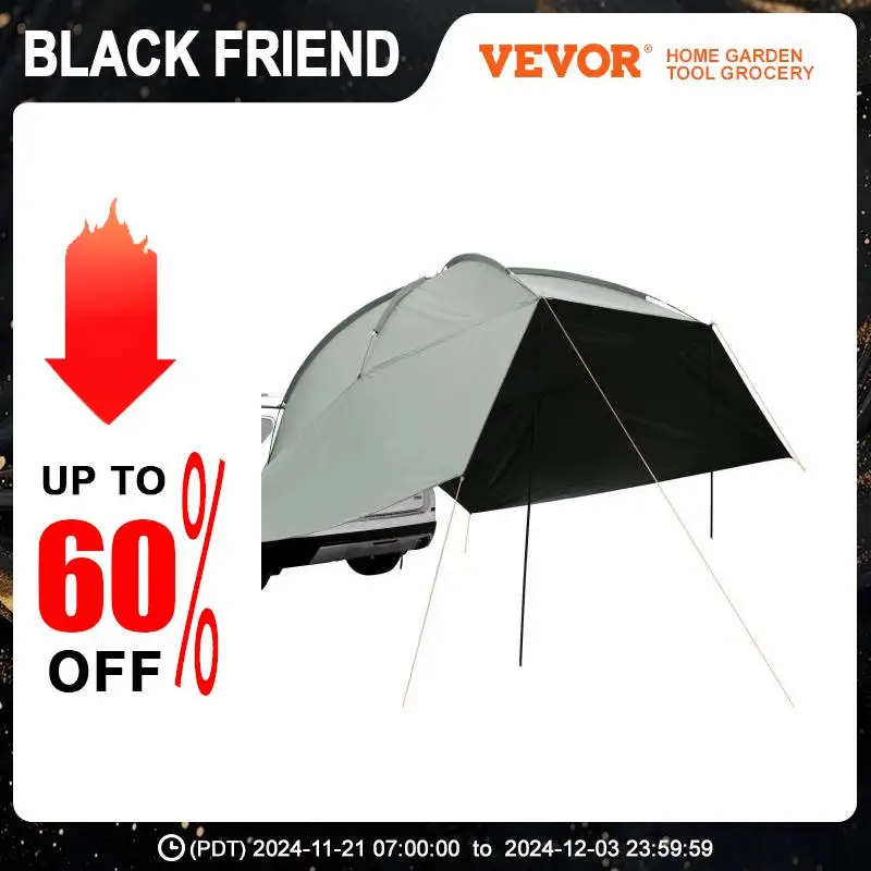 VEVOR Vehicle Awning Large Shade Coverage Car Side Awning Portable Waterproof Car Awning w/Extended Side Canopies Fit Truck/SUV