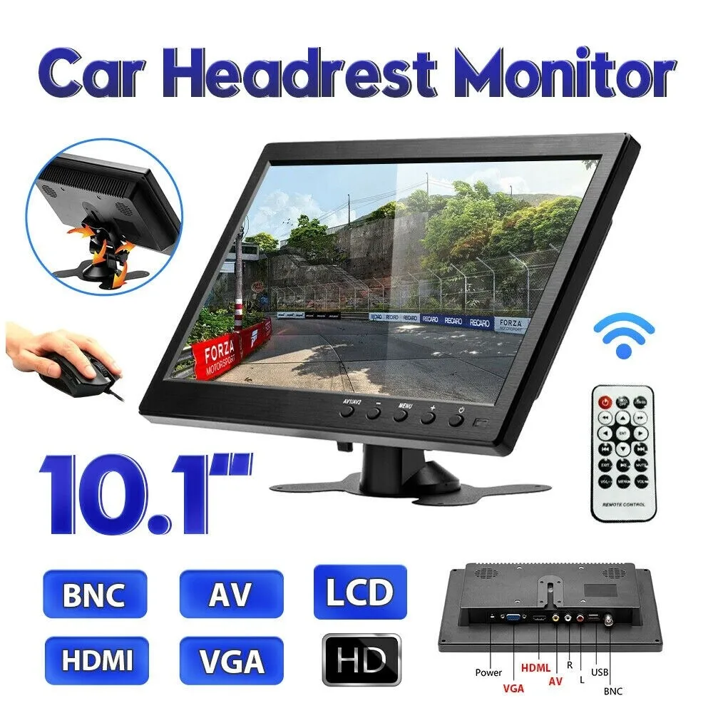 10,1-Zoll-HD-CCTV-LCD-Bildschirmmonitor, PC-AV/RCA/VGA/HDMI/BNC-Videoanzeige mit Lautsprecher