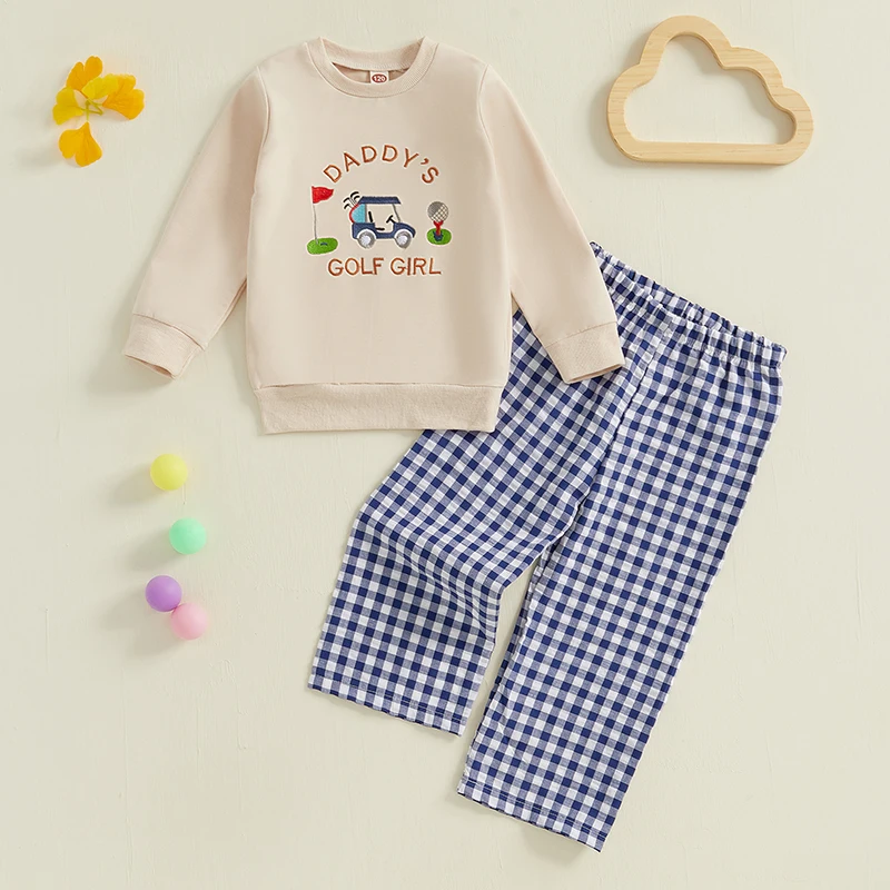 

Adorable Baby Boy Golf Attire with Cute Graphic Print Top and Stylish Plaid Pants for a Fashionable Look - 2 Piece Set