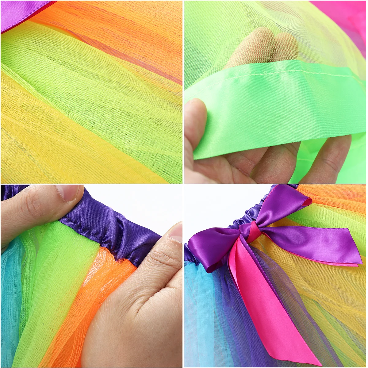 

Rainbow Layered Tutu Skirt Size M 4-6 Years Old Elastic Waist Bowknot Ribbon Dance Ballet Party Dress Skirts