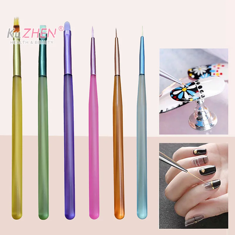 Stylo à pois pour nail art, 6 pièces/ensemble, dopamine, pinceau, design, pointe, peinture, mise en œuvre, doublure à plat, gel acrylique, vernis UV, outils de manucure