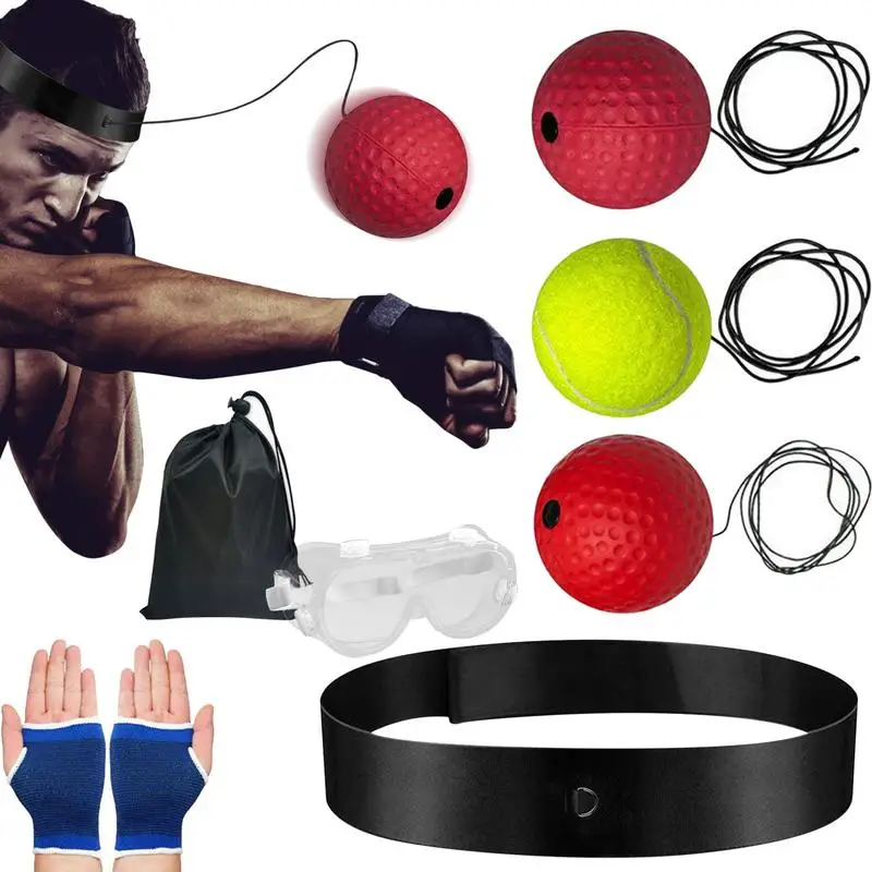 Boxing Reflex Ball Set Interactive Speed Ball Set With Elastic Headband For Punching Practice Boxing Response Trainer