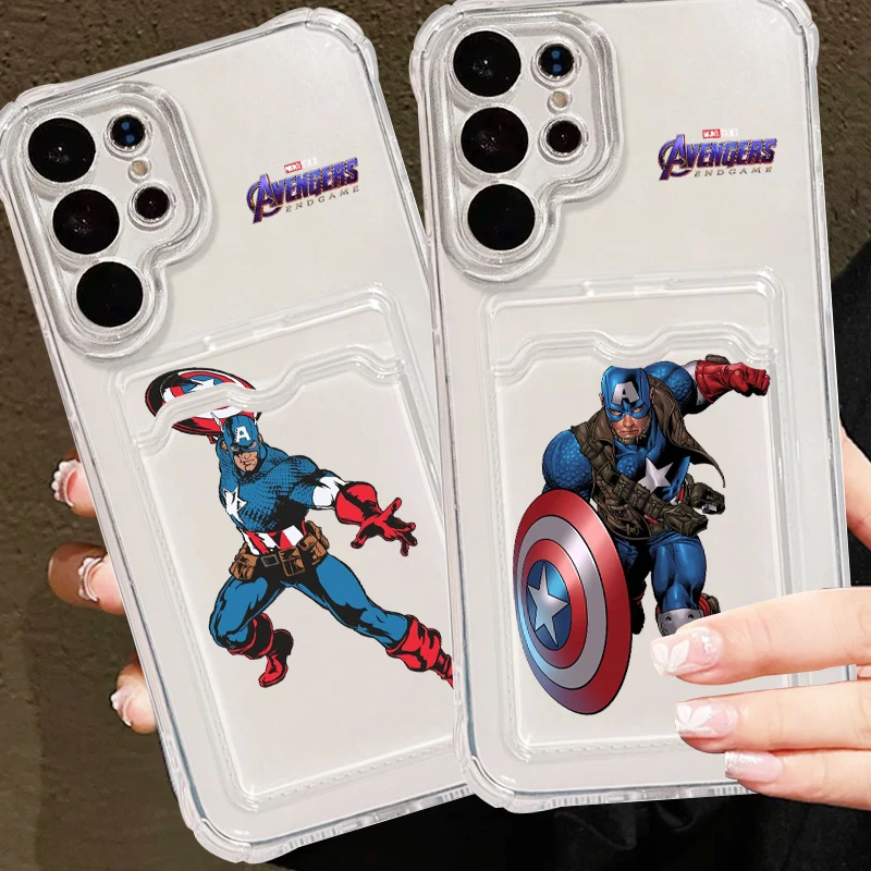 Marvel Steve Rogers Art For Samsung A73 A72 A54 A71 A52 A53 A32 A22 A14 A13 A23 5G Photo Card Bag Transparent Cover Phone Case