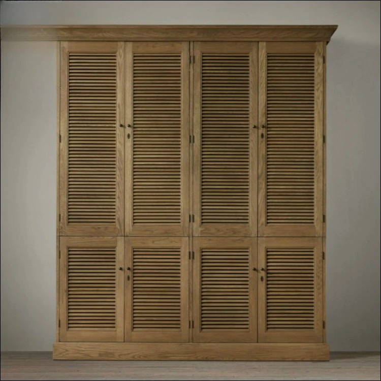 

Solid wood, oversized, imitation four, ancient louver door wardrobe bookcase