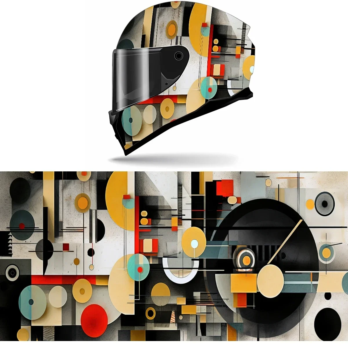 

Абстрактная геометрическая винтажная форма, полная наклейка на шлем, мотоциклетный шлем, гоночная графическая наклейка, виниловая пленка, декор для шлема, наклейка