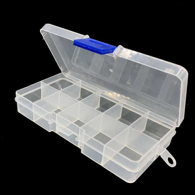 10 compartimentos de plástico transparente para almacenamiento de joyas, decoraciones artísticas para uñas, organizador portátil, cuentas de diamantes de imitación, accesorios para decoración de uñas