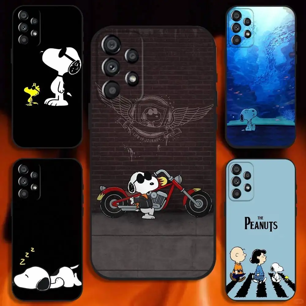 

Cartoon S-Snoopys Phone Case For Samsung Galaxy A20,A21s,A22,A31,A32,A52,A53,A72,73,A80 Soft Black Cover