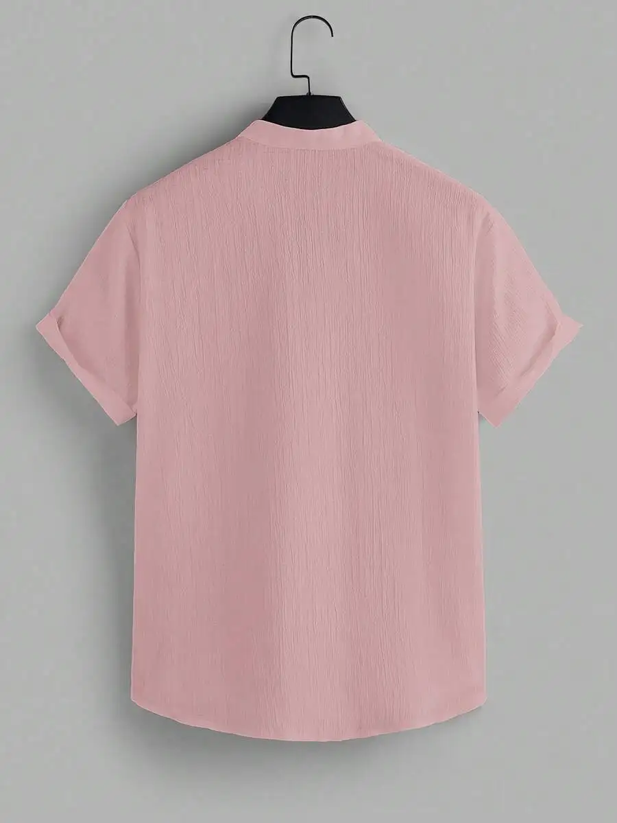 StoneGrade Men's Solid Color Short Sleeve Single-Breasted Casual Shirt
