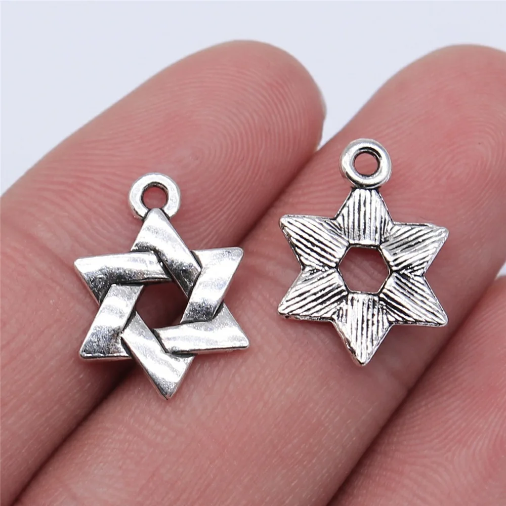 10pcs 17x14mm Antique Silver Color Star Of David Charms Pendant DIY Jewelry Accessories