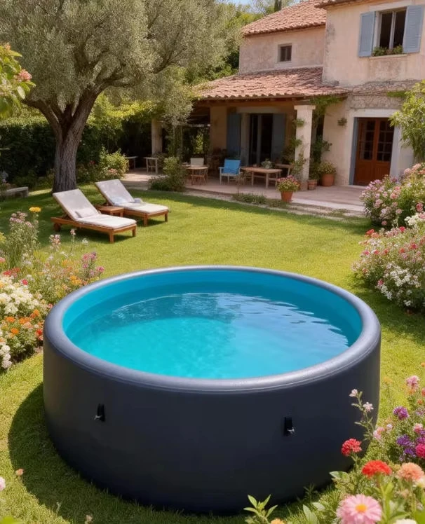 Drop Stitch Inflatable Cold Plunge Tub, PVC Above Ground Spa Therapy Swimming Pool