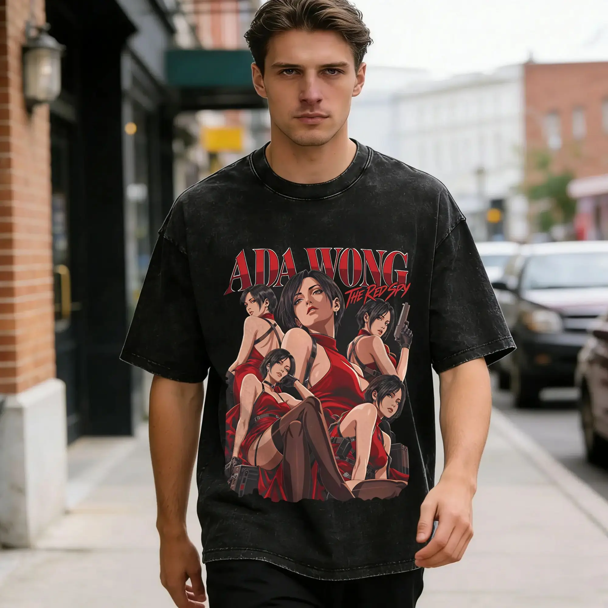 Ada Wong Red Dress T-Shirt Summer Residents Evil Y2K Retro T Shirts Casual Fashion Tee Shirt For Man Short Sleeve Print Top Tees