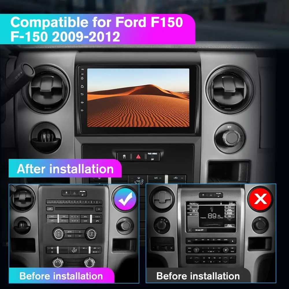 Car Radio Stereo for Ford F150 F-150 2009 2010 2011 2012, 9 inch Touch Screen Android 13 Head Unit 2G+64G with CarPlay/Android A