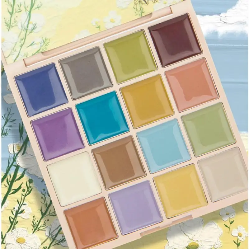 Solid Gel เล็บ 16 สีครีมเจลเล็บชุดหลากสีเจลเล็บ Palette พร้อมแปรง Solid เล็บเจล