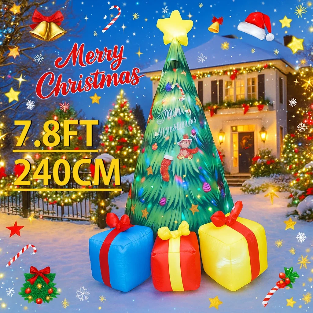 7.8FT نفخ لعبة عيد الميلاد شجرة مع LED عيد الميلاد ديكورات للباحة علب الهدايا عيد الميلاد زخرفة المنزل لوازم عيد الميلاد هدية #1