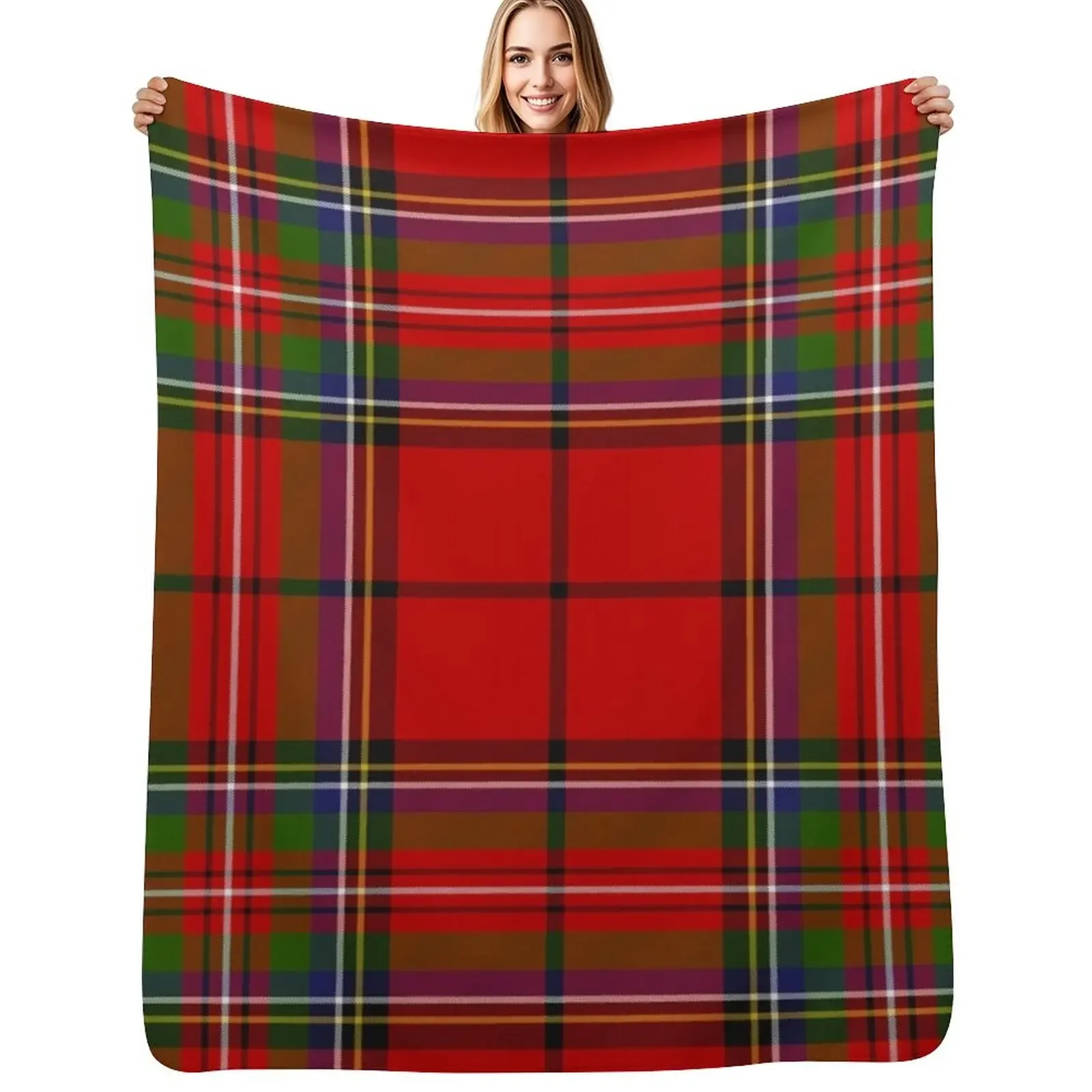 

Red Plaid Royal Stewart of Galloway Tartan High Resolution 300 DPI Throw Blanket decorative warm for winter Cute Plaid Blanket