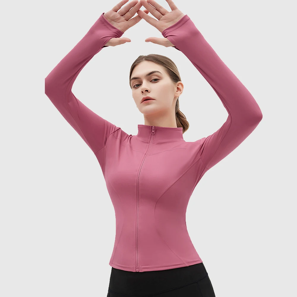 Women's Stand-Up Collar Yoga Jacket for Fall/Winter Cycling Jacket Women's Fitness and Yoga Top Stretchy Running Tights White M