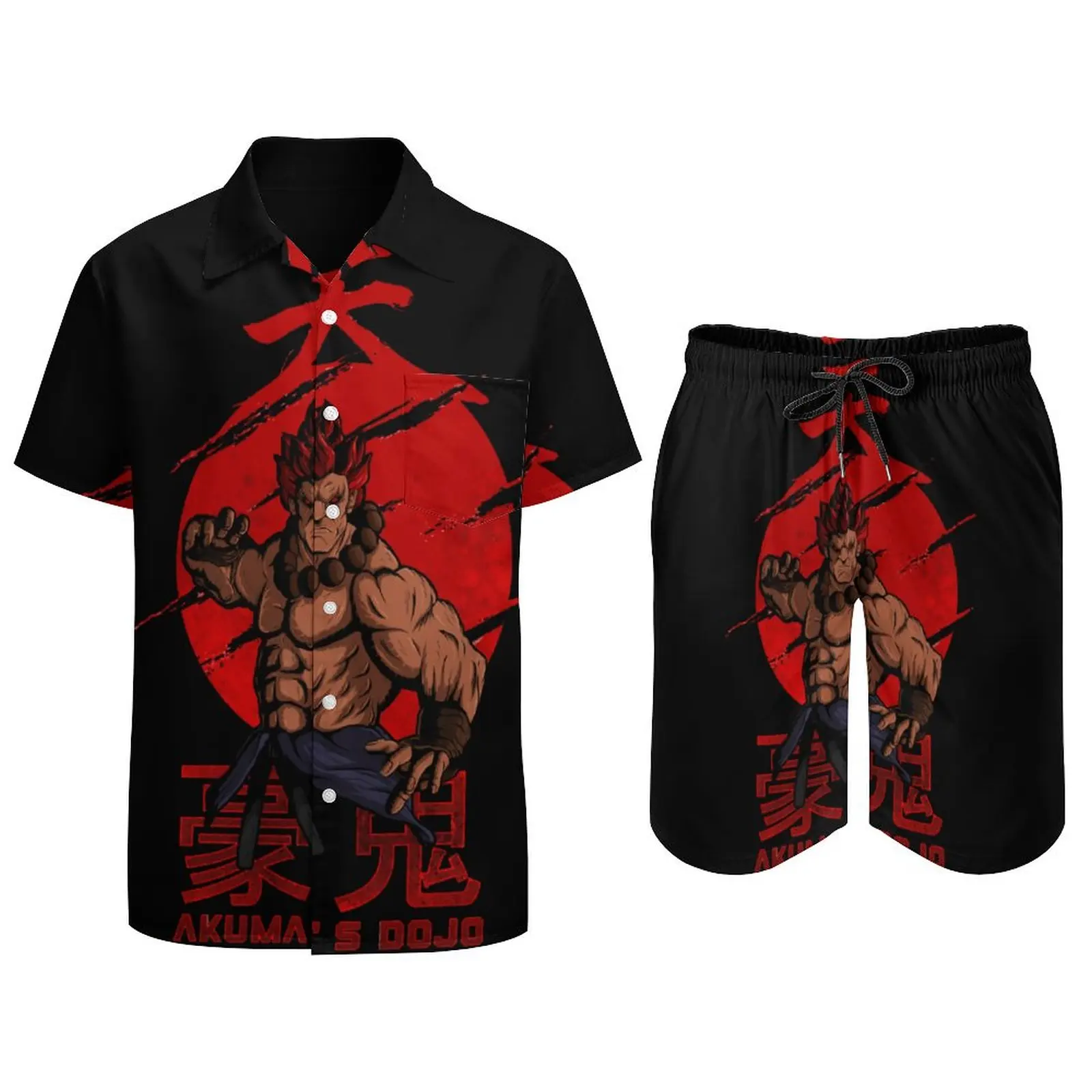 AKUMA S DOJO Classic для продажи выходной Мужской пляжный костюм Повседневный Графический костюм из 2 предметов винтажный