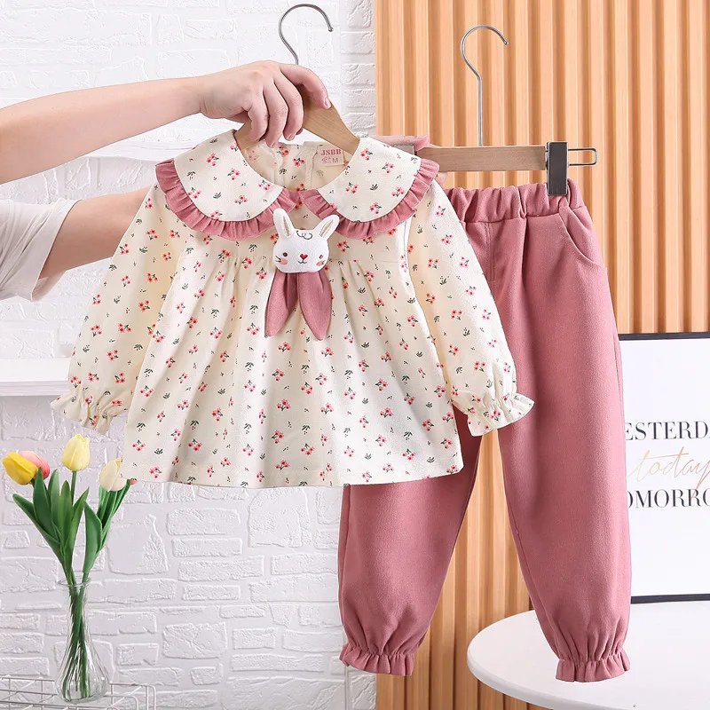 New Spring Autumn Baby Girls Clothes Suit Children Outfits Kids T-Shirt Pants 2Pcs/Sets Toddler Casual Costume Infant Tracksuits