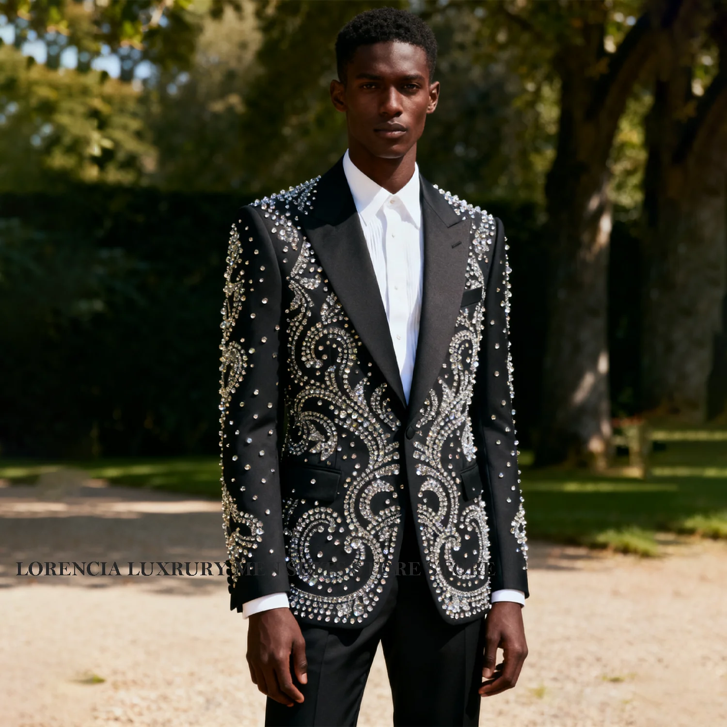 

Красивый индивидуальный дизайн с кристаллами Красивые мужские костюмы Модные свадебные смокинги Slim Ropa hombre Комплекты из 2 предметов Жених Мужские блейзеры