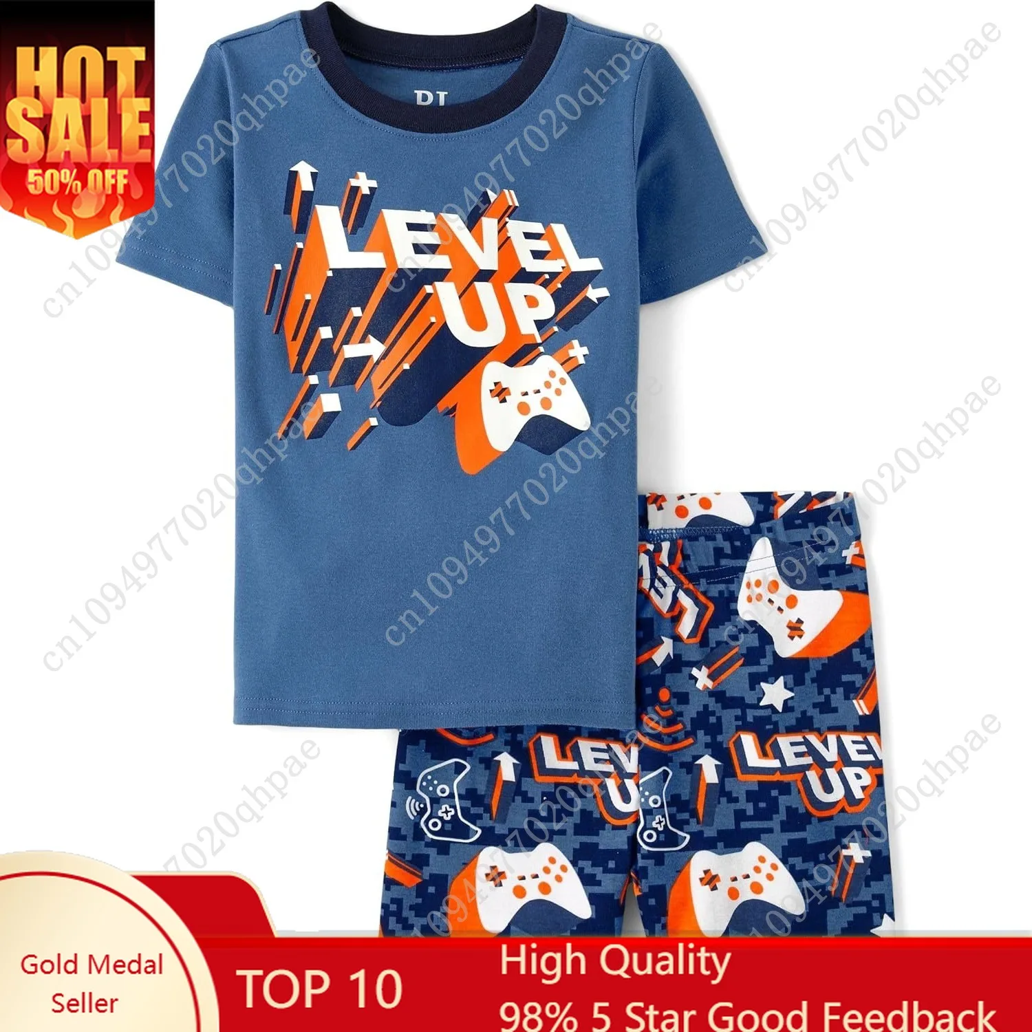 

The Children's Place boys 100% Cotton Short Sleeve Top and Shorts 2 Piece Pajama Set