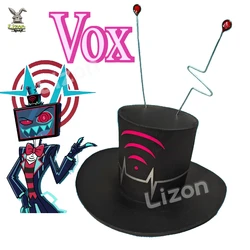 Hazbin Cosplay Hotel Vox Cosplay Hat Vox Black Hat With Antenna Women Men Halloween Carnival Christmas Roleplay Prop Hat