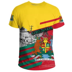 Grenada Flag Graphic T-Shirt For Men 3D Printed Coat Of Arms T Shirt Sportswear Round Neck Short Sleeves Casual Tee Shirts