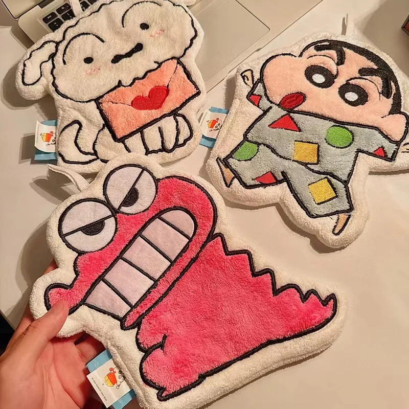 Miniso تلوين شينشان المناشف اليابانية Kawaii المطبخ منشفة اليد الكرتون أنيمي الأطفال المناشف زوجين الهدايا اللوازم المنزلية